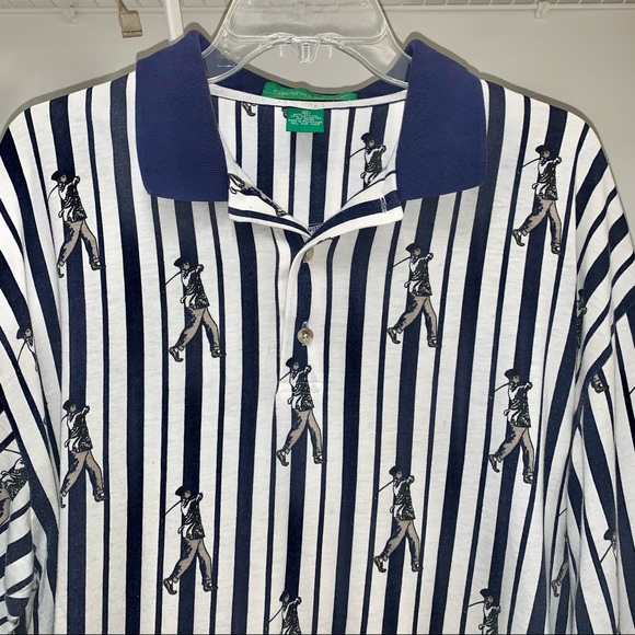 Vintage 90s Golf Polo Shirt Striped Mens XL - Picture 2 of 6